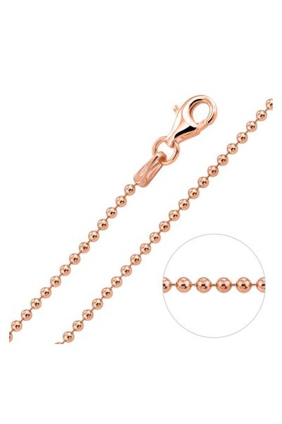9ct Rose Gold Plated Ball Bead Chain Necklace 1.5mm Angle