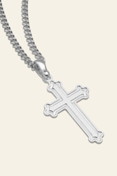 Sterling Silver Budded Cross Necklace