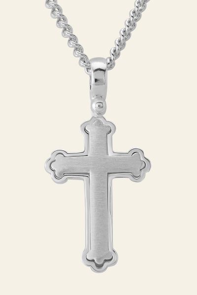 Sterling Silver Budded Cross Necklace