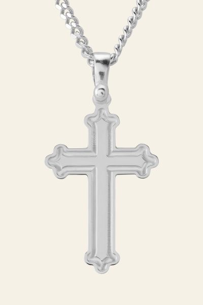 Sterling Silver Budded Cross Necklace