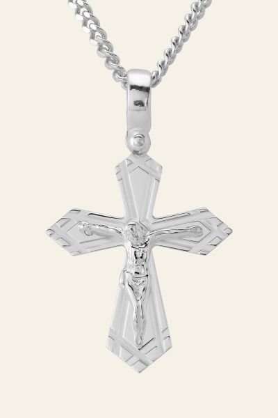 Sterling Silver Byzantine Crucifix Cross Necklace