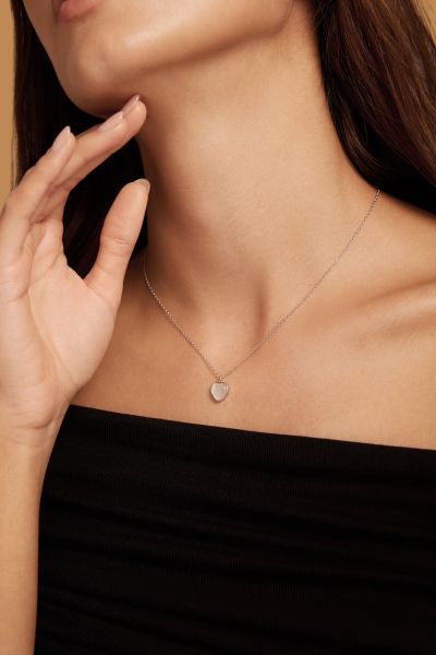 Sterling Silver Cats Eye Heart Necklace
