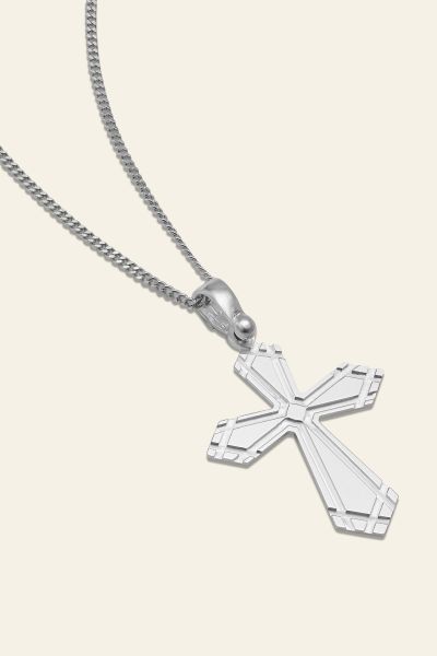 Sterling Silver Cross Byzantine Necklace