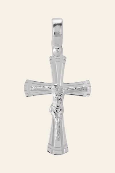 Sterling Silver Byzantine Crucifix Cross Pendant