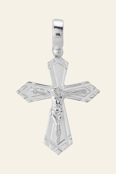 Sterling Silver Byzantine Crucifix Cross Pendant