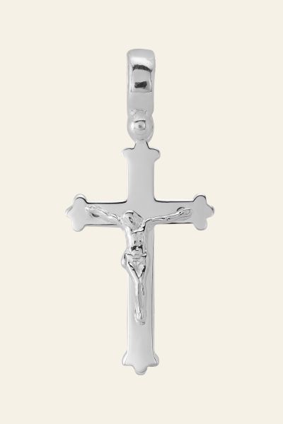 Sterling Silver Budded Crucifix Cross Pendant