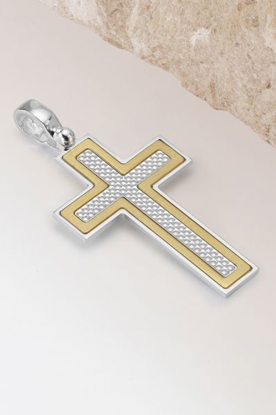 Gold Plated on Sterling Silver Cross Pendant