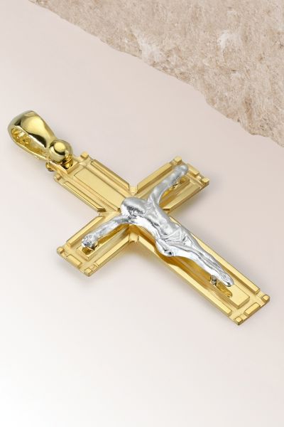 Gold Plated on Sterling Silver Crucifix Cross Pendant
