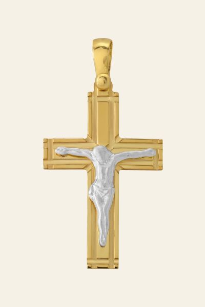 Gold Plated on Sterling Silver Crucifix Cross Pendant