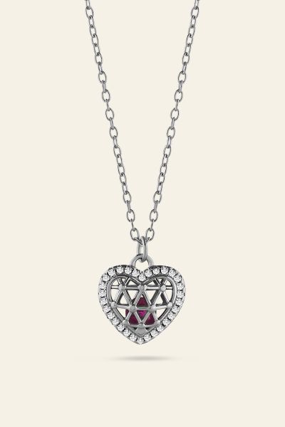 Sterling Silver Cubic Zirconia Heart Necklace