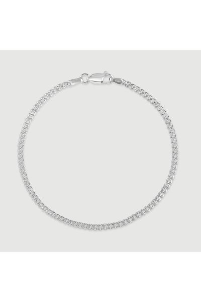 Sterling Silver 2.4mm Diamond Cut Curb Link Bracelet with Chain