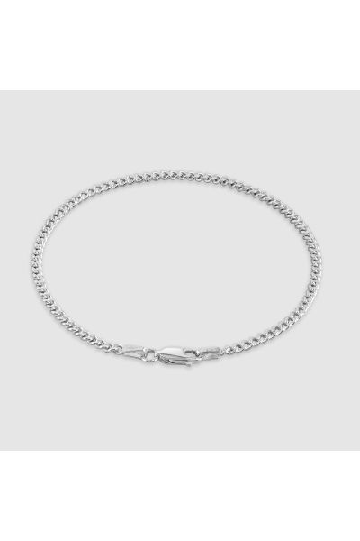 Sterling Silver 2.4mm Diamond Cut Curb Link Bracelet with Chain