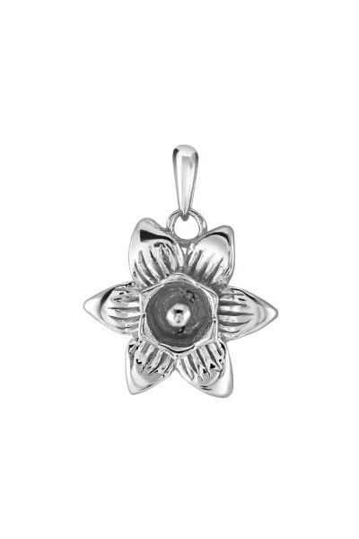 Sterling Silver Daffodil March Flower Pendant