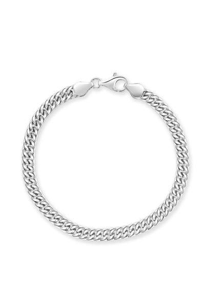 Sterling Silver 5.7mm Double Curb Bracelet with Chain Diamond Cut