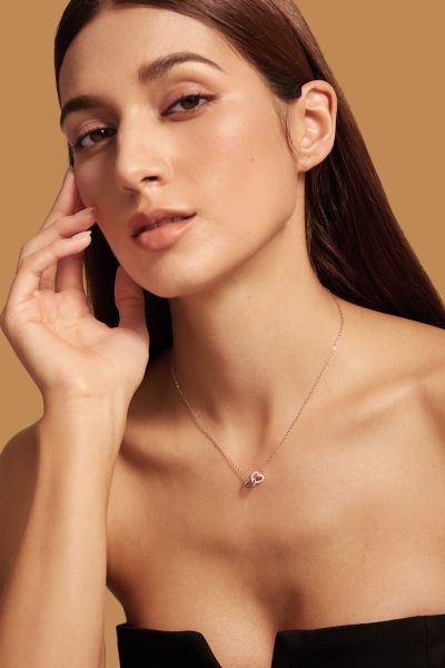 Sterling Silver Entwined Double Heart Necklace