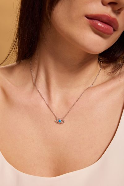 Sterling Silver Evil Eye Amulet Necklace