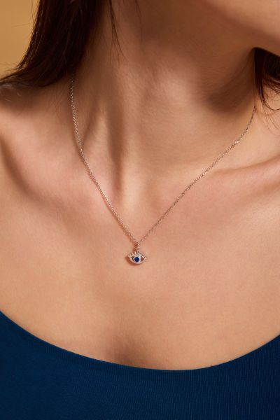 Sterling Silver Evil Eye Amulet Necklace