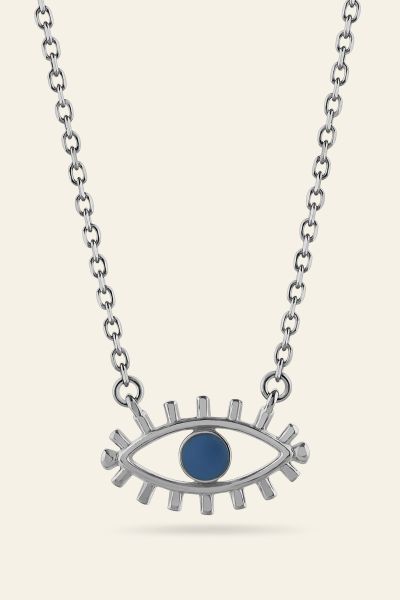 Sterling Silver Evil Eye Amulet Necklace