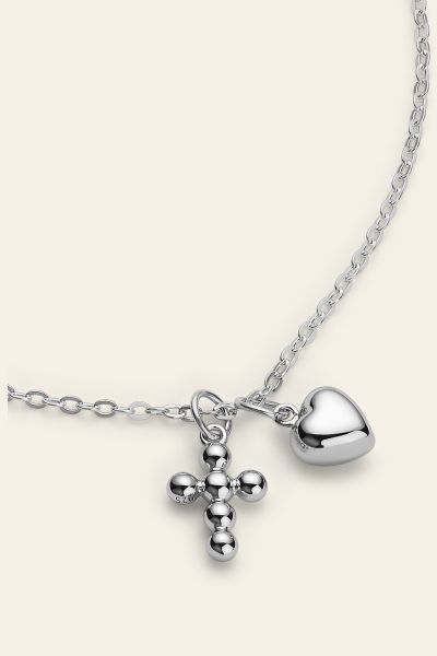Sterling Silver Faith and Love Charm Necklace