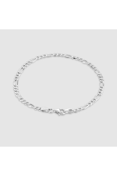 Sterling Silver 3mm Diamond Cut Figaro Link Bracelet with Chain