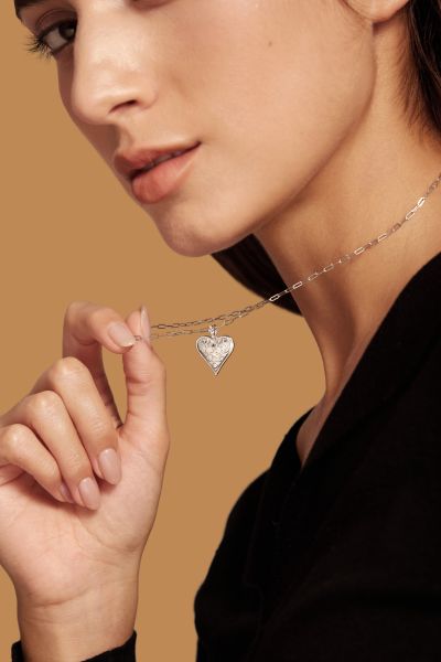 Sterling Silver Filigree Heart Necklace