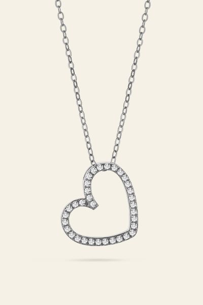 Sterling Silver Floating Heart Necklace