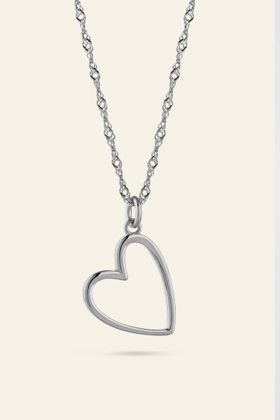 Sterling Silver Floating  Heart Necklace