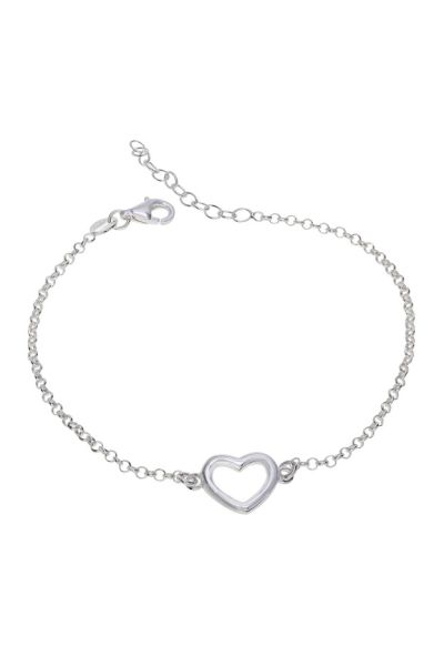 Sterling Silver Heart on Extendable Belcher Link Bracelet