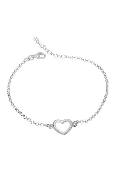 Sterling Silver Heart on Extendable Belcher Link Bracelet