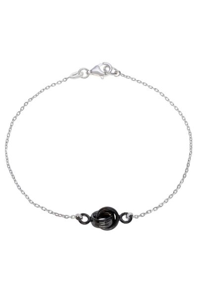 Sterling Silver Infinity Circle Knot Charm Bracelet 7.5 Inch