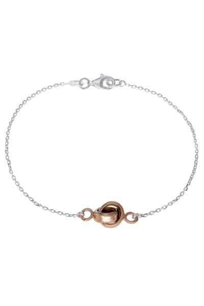 Sterling Silver Infinity Circle Knot Charm Bracelet 7.5 Inch