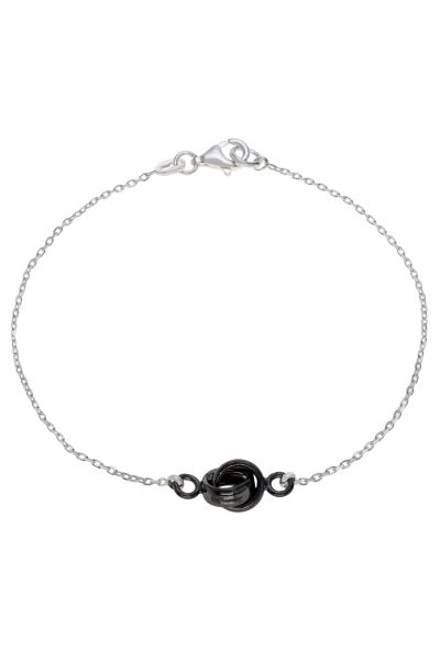 Sterling Silver Infinity Circle Knot Charm Bracelet 7.5 Inch