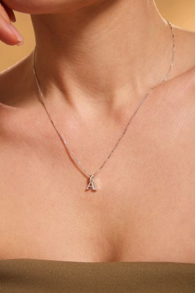 Sterling Silver Letter A Initial Necklace