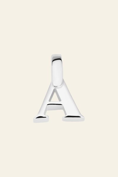 Sterling Silver 3D Alphabet Initial Letter Pendant - A