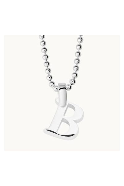 Sterling Silver 3D Alphabet Initial Letter Pendant - B