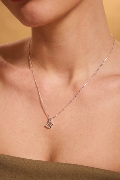Sterling Silver Letter B Initial Necklace