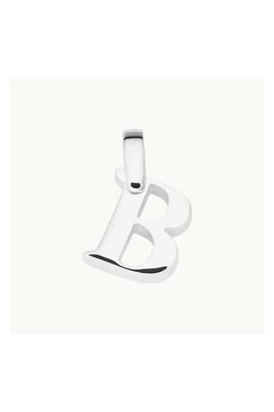 Sterling Silver 3D Alphabet Initial Letter Pendant - B