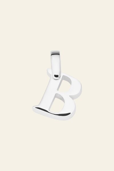 Sterling Silver 3D Alphabet Initial Letter Pendant - B