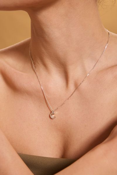 Sterling Silver Letter C Initial Necklace