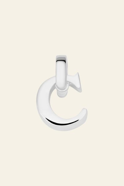 Sterling Silver 3D Alphabet Initial Letter Pendant - C