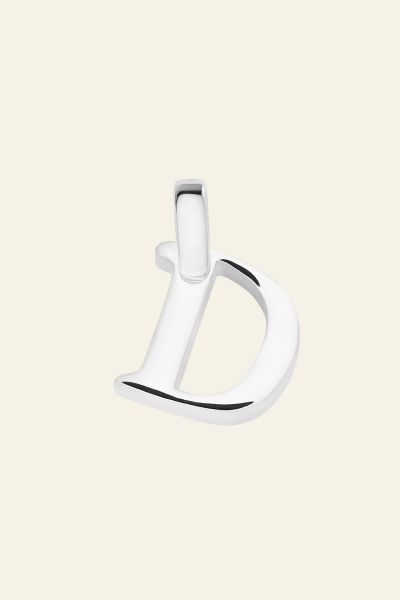 Sterling Silver 3D Alphabet Initial Letter Pendant - D
