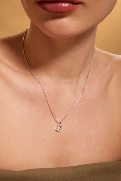Sterling Silver Letter E Initial Necklace