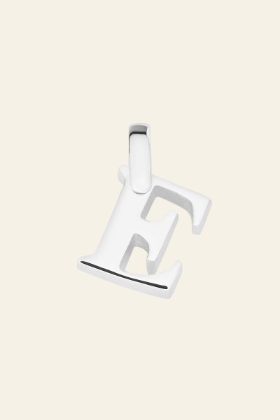 Sterling Silver 3D Alphabet Initial Letter Pendant - E