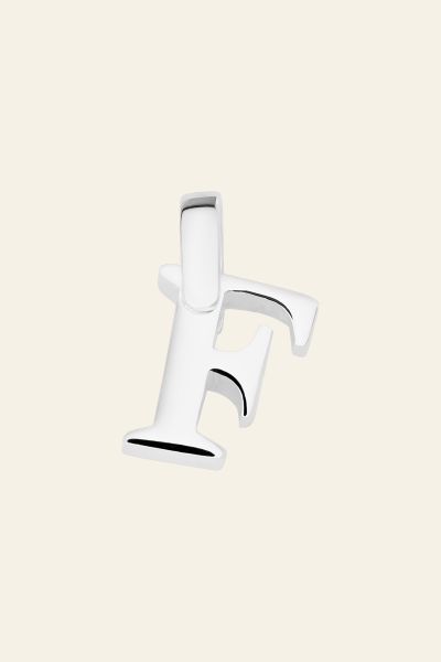 Sterling Silver 3D Alphabet Initial Letter Pendant - F