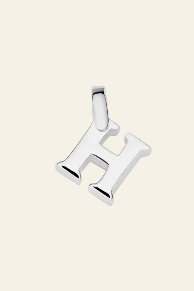 Sterling Silver 3D Alphabet Initial Letter Pendant - H