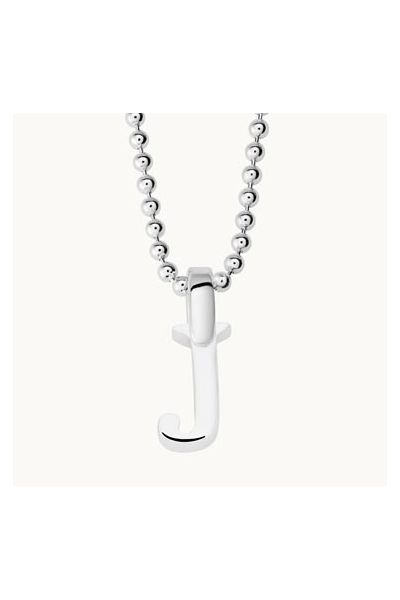 Sterling Silver 3D Alphabet Initial Letter Pendant - J