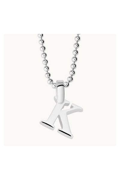 Sterling Silver 3D Alphabet Initial Letter Pendant - K
