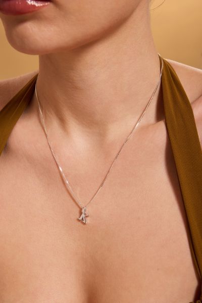 Sterling Silver Letter K Initial Necklace