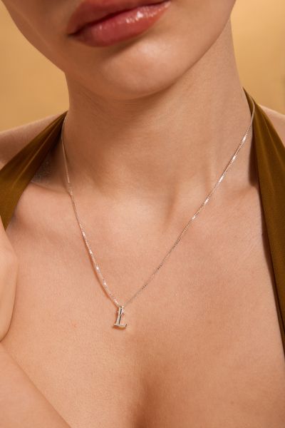 Sterling Silver Letter L Initial Necklace