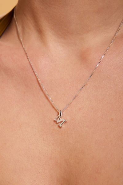 Sterling Silver Letter M Initial Necklace